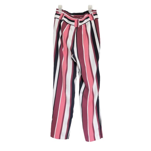 Express Womens Pants Ankle High Rise Sz 0 R Striped Trousers Funky chic outfit - Picture 3 of 14
